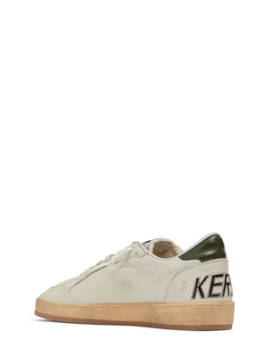 Golden Goose: Ballstar leather sneakers - Dirty White - men_3 | Luisa Via Roma