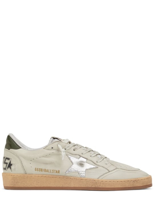 Golden Goose: Ballstar leather sneakers - Dirty White - men_0 | Luisa Via Roma