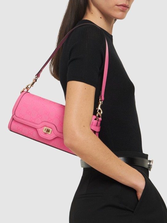 Gucci: Petit sac porté épaule en toile Luce - Rose - women_1 | Luisa Via Roma