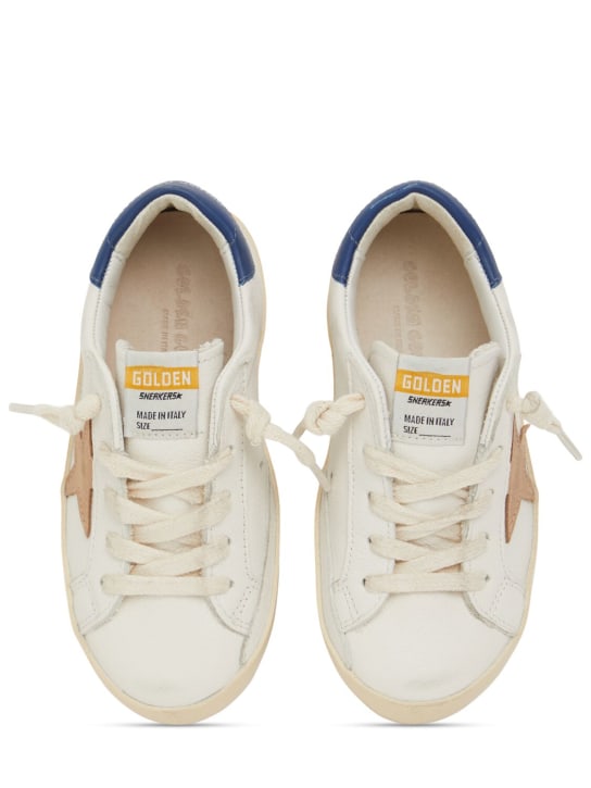 Golden Goose: Ledersneakers „Super Star“ - Weiß/Blau - kids-boys_1 | Luisa Via Roma