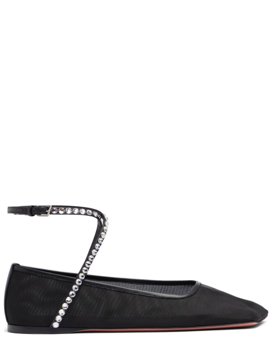 Amina Muaddi: Zapatos planos de malla 10mm - Negro - women_0 | Luisa Via Roma