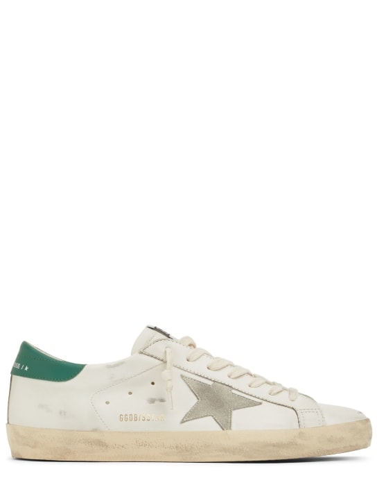 Golden Goose: Super Star leather sneakers - White/Green - men_0 | Luisa Via Roma