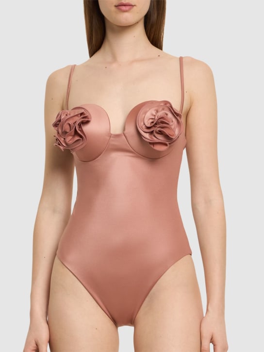 Magda Butrym: Lycra 3d flower one piece swimsuit - Pink - women_1 | Luisa Via Roma