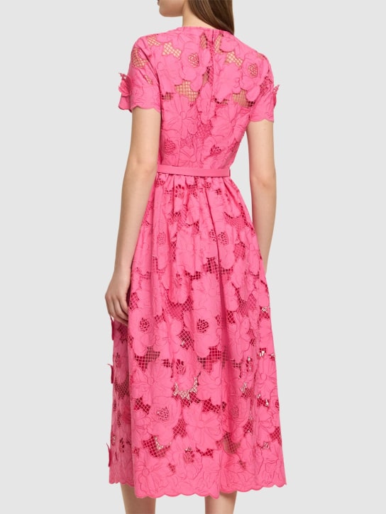 Self-portrait: Cotton blend lace midi dress - women_2 | Luisa Via Roma