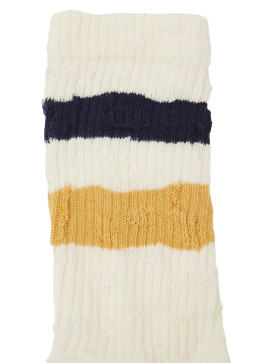 Golden Goose: Striped cotton blend ribbed socks - Heritage White - men_1 | Luisa Via Roma