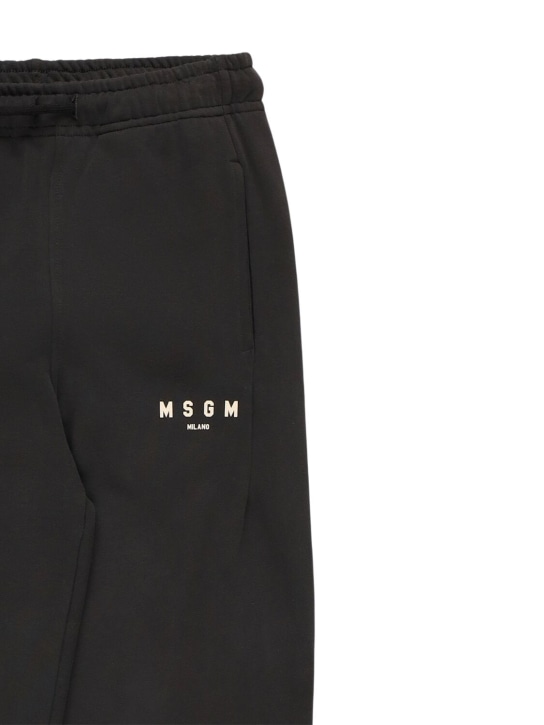 MSGM: Pantalones de felpa de algodón - Gris Oscuro - kids-boys_1 | Luisa Via Roma
