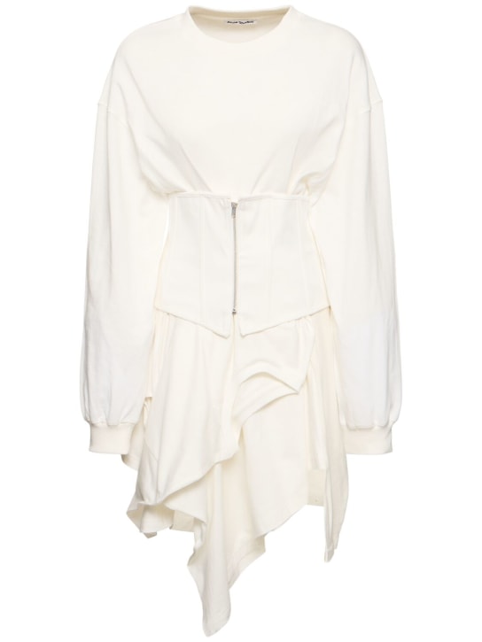 Acne Studios: Asymmetric cotton blend dress w/ corset - Beyaz - women_0 | Luisa Via Roma