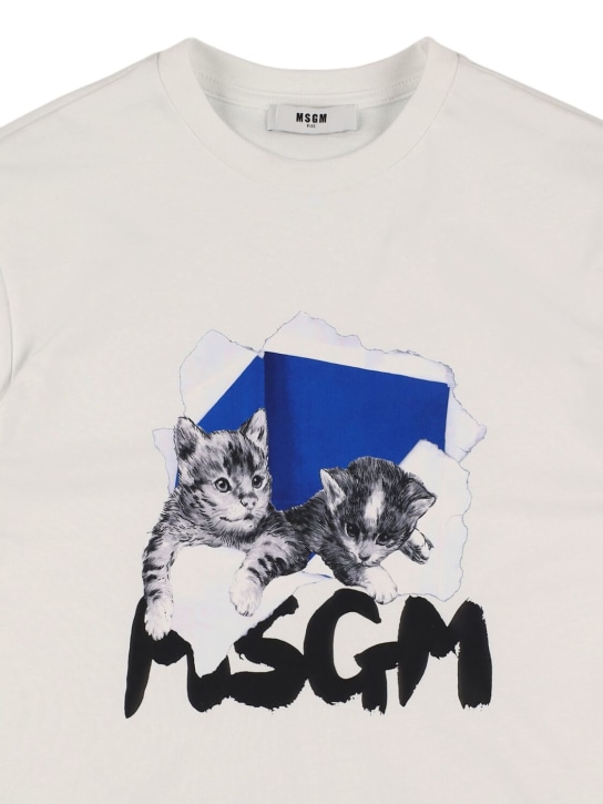 MSGM: Cats cotton jersey long-sleeve t-shirt - Beyaz - kids-girls_1 | Luisa Via Roma