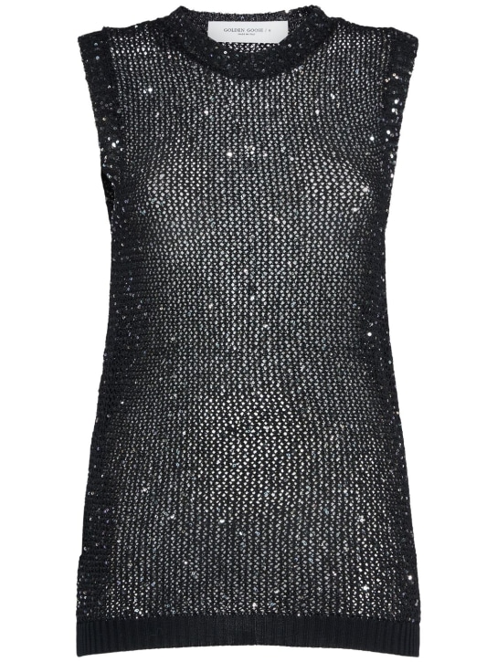 Golden Goose: Journey knit tank top - Black - women_0 | Luisa Via Roma