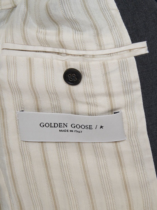 Golden Goose: Journey virgin wool single breast jacket - Anthracite - men_5 | Luisa Via Roma