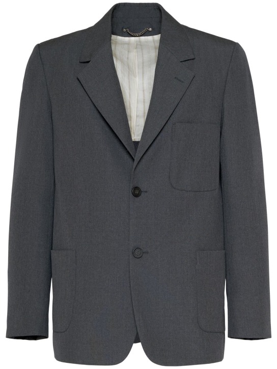 Golden Goose: Journey virgin wool single breast jacket - Anthracite - men_0 | Luisa Via Roma