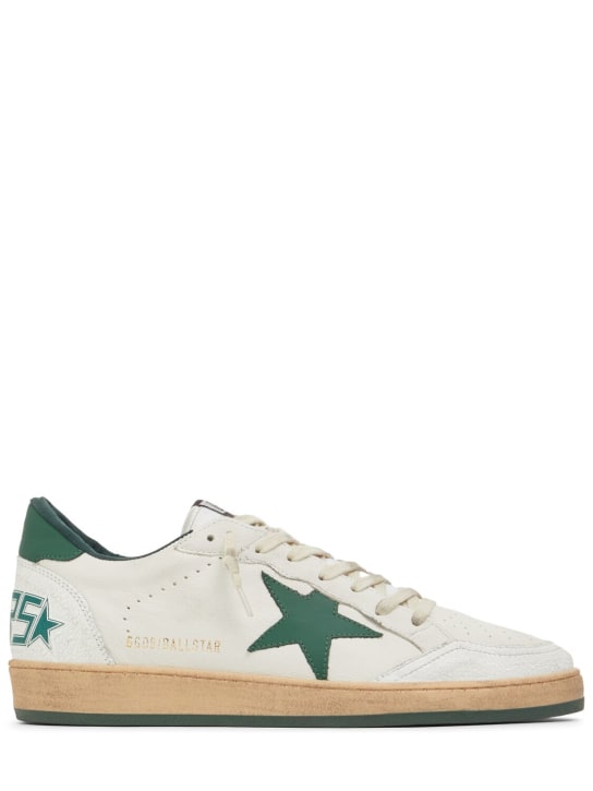 Golden Goose: Ball Star nappa leather & nylon sneakers - White/Green - men_0 | Luisa Via Roma