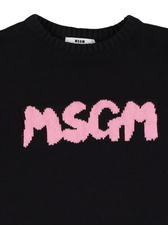 MSGM: Suéter de punto de algodón - Negro - kids-girls_1 | Luisa Via Roma