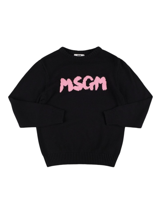 MSGM: Sweater aus Baumwollstrick - Schwarz - kids-girls_0 | Luisa Via Roma
