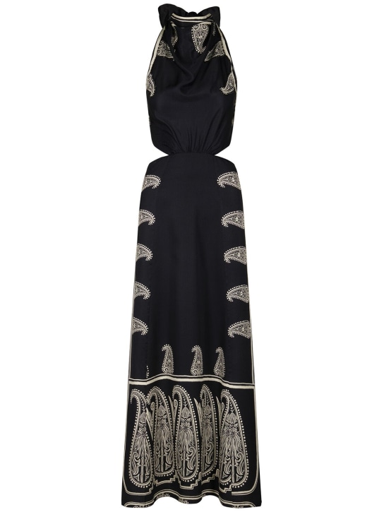Johanna Ortiz: Oasis De Oriente print crepe dress - Black/Ecru - women_0 | Luisa Via Roma