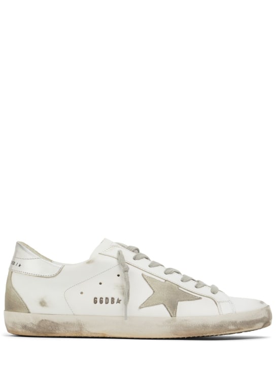 Golden Goose: 20mm Super Star leather & suede sneakers - White/Silver - men_0 | Luisa Via Roma