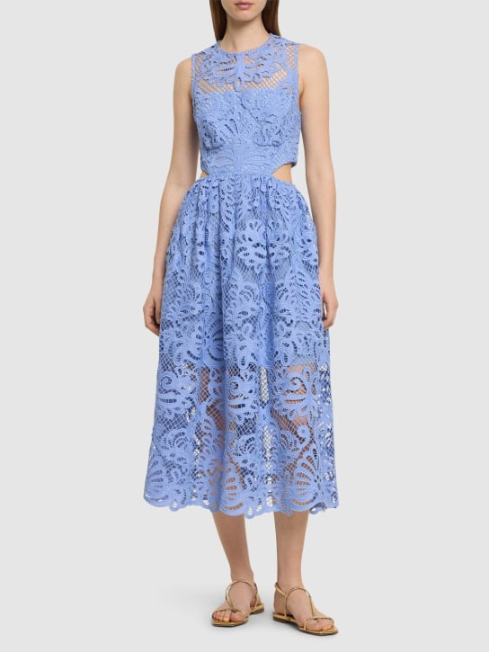 Self-portrait: Lace cutout midi dress - women_1 | Luisa Via Roma