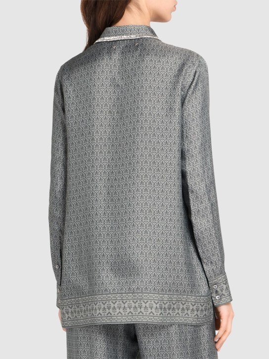 Golden Goose: Journey twill pajama shirt - Grey/Multi - women_2 | Luisa Via Roma