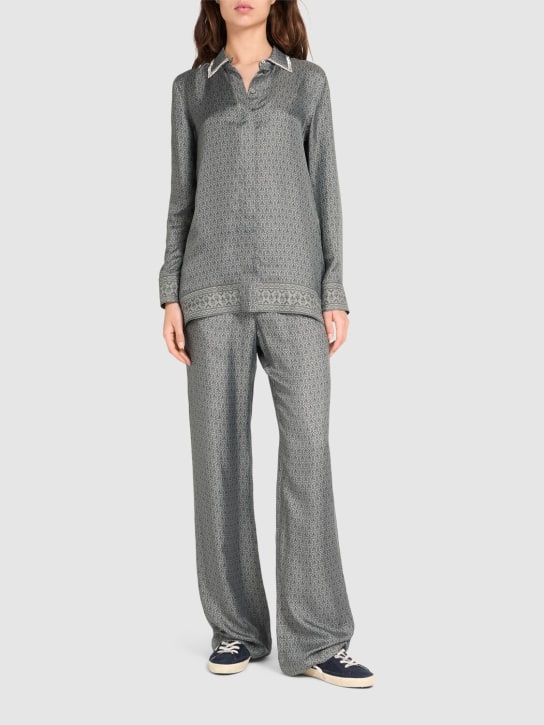 Golden Goose: Journey twill pajama shirt - Grey/Multi - women_1 | Luisa Via Roma