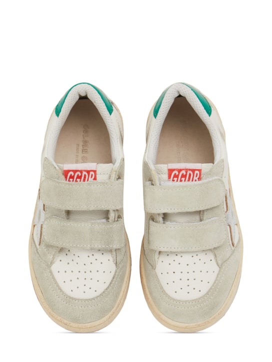 Golden Goose: Sneakers Ballstar de piel laminada - Blanco/Verde - kids-boys_1 | Luisa Via Roma