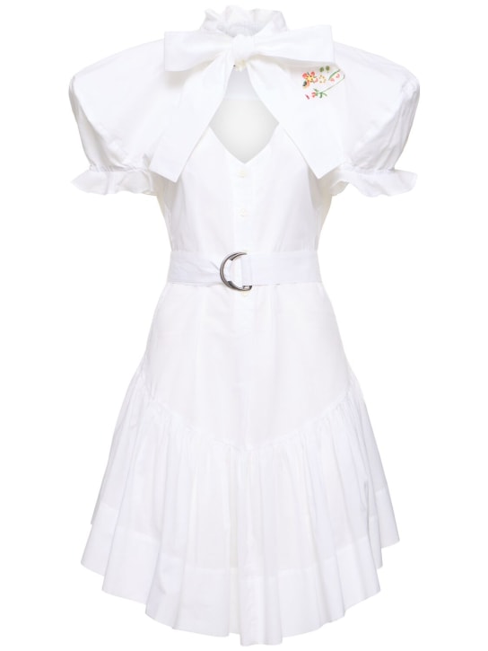 Vivienne Westwood: Football Heart mini cotton shirt dress - Beyaz - women_0 | Luisa Via Roma
