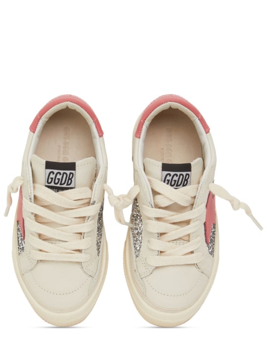 Golden Goose: Sneaker May in pelle con glitter - kids-girls_1 | Luisa Via Roma