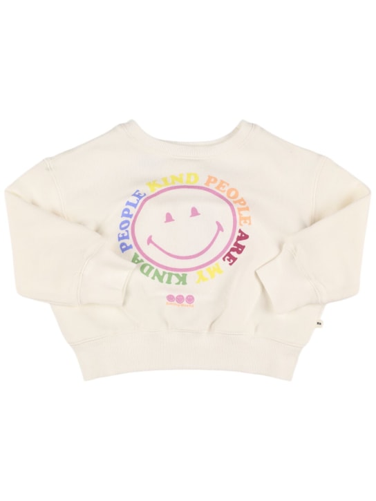 The New Society: Printed BCI cotton crewneck sweatshirt - Off White - kids-girls_0 | Luisa Via Roma