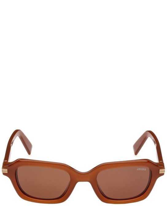 Zegna: Squared sunglasses - Brown - men_0 | Luisa Via Roma