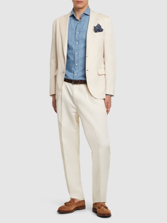 Brioni: New Plume washed silk twill blazer - Cream - men_1 | Luisa Via Roma