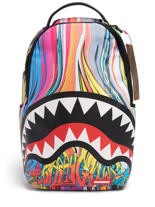 SPRAYGROUND: Sac à dos en toile imprimé requin - Multicolore - kids-girls_0 | Luisa Via Roma