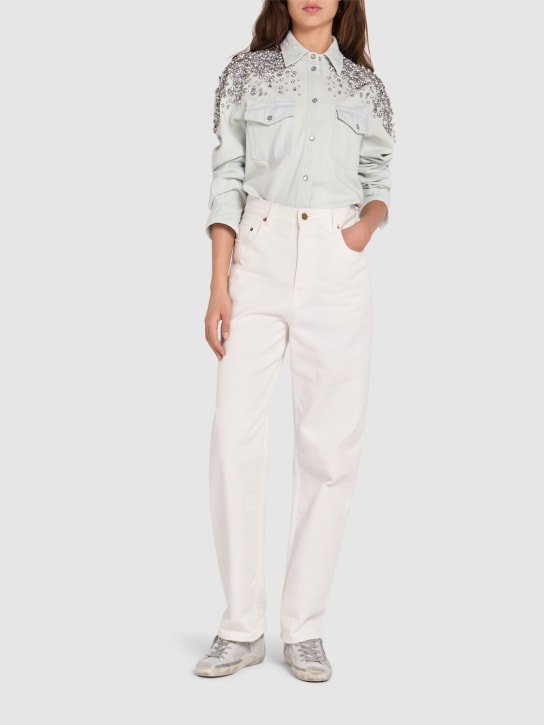 Golden Goose: Golden boyfriend denim shirt - Blue - women_1 | Luisa Via Roma