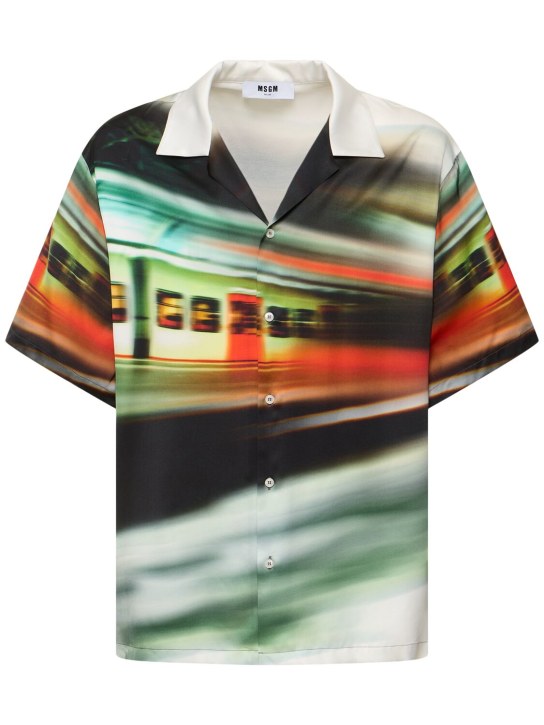 MSGM: Chemise manches courtes à imprimé métro Speedy - Multicolore - men_0 | Luisa Via Roma