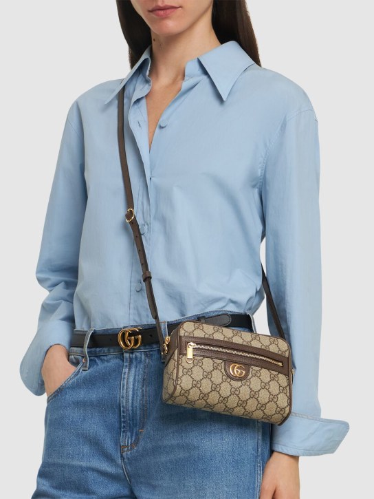 Gucci: Mini Ophidia GG canvas shoulder bag - Ebony - women_1 | Luisa Via Roma