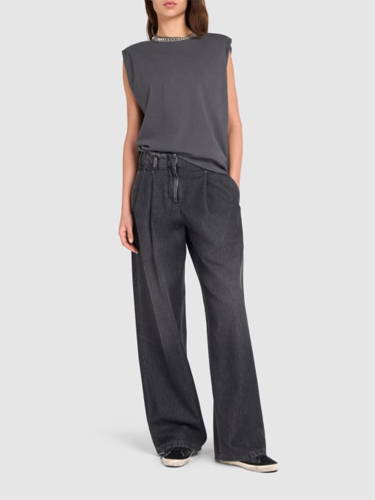 Golden Goose: Journey wide leg jeans - Black - women_1 | Luisa Via Roma