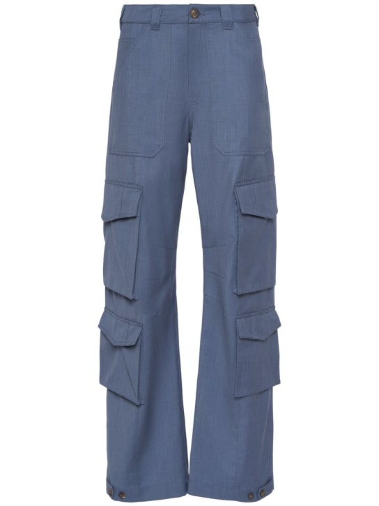 Golden Goose: Journey wool cargo pants - Blue - women_0 | Luisa Via Roma