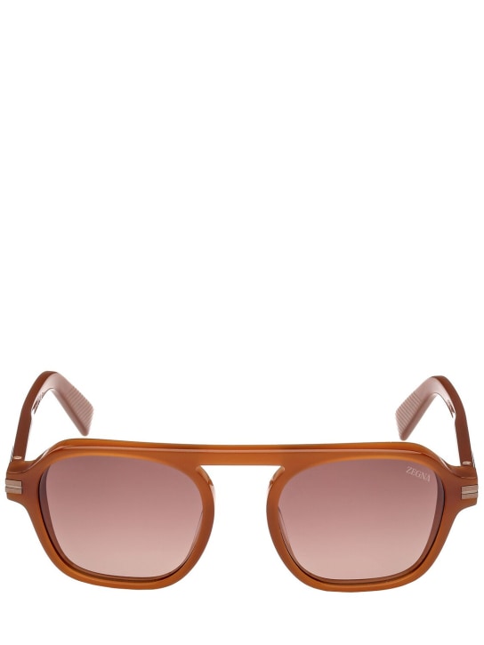 Zegna: Aurora II acetate sunglasses - Brown - men_0 | Luisa Via Roma