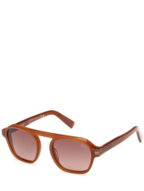 Zegna: Aurora II acetate sunglasses - Brown - men_1 | Luisa Via Roma