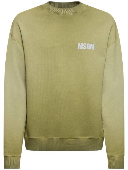 MSGM: Kastenförmiges Sweatshirt - Grün - men_0 | Luisa Via Roma