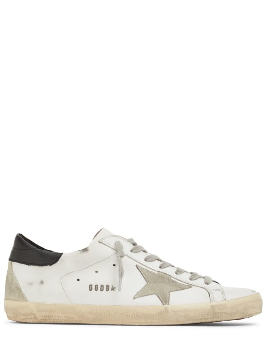 Golden Goose: 20mm Super-star suede & leather sneakers - White - men_0 | Luisa Via Roma