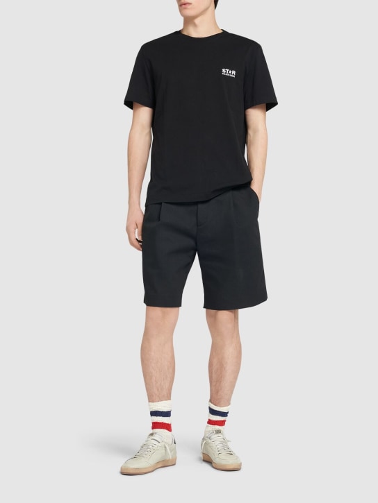 Golden Goose: Golden cotton blend shorts - Black - men_1 | Luisa Via Roma