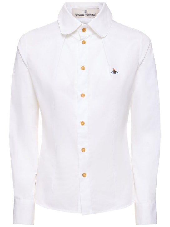 Vivienne Westwood: Hemd aus Baumwollpopeline mit Logo „Toulouse“ - Weiß - women_0 | Luisa Via Roma