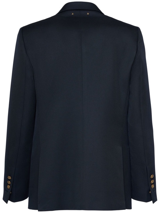 Golden Goose: Double breasted gabardine blazer - Dark Blue - men_3 | Luisa Via Roma