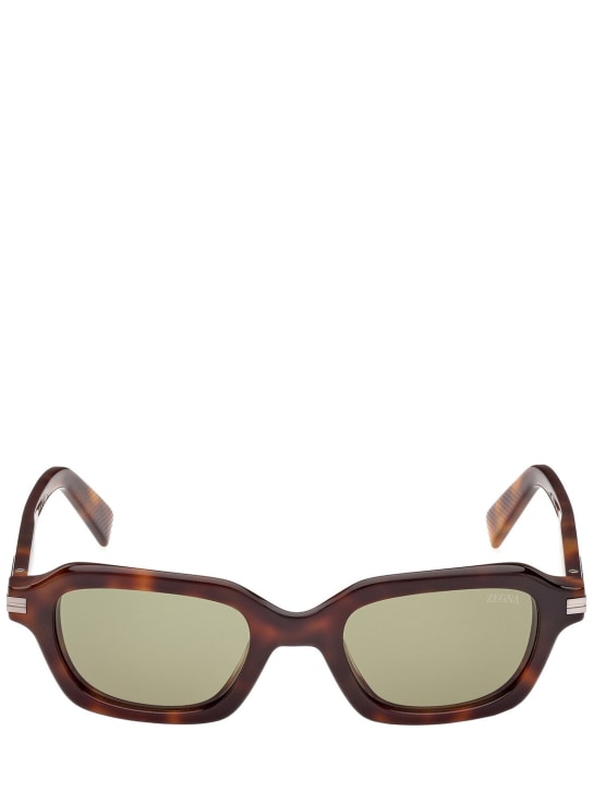 Zegna: Squared sunglasses - Havana/Green - men_0 | Luisa Via Roma