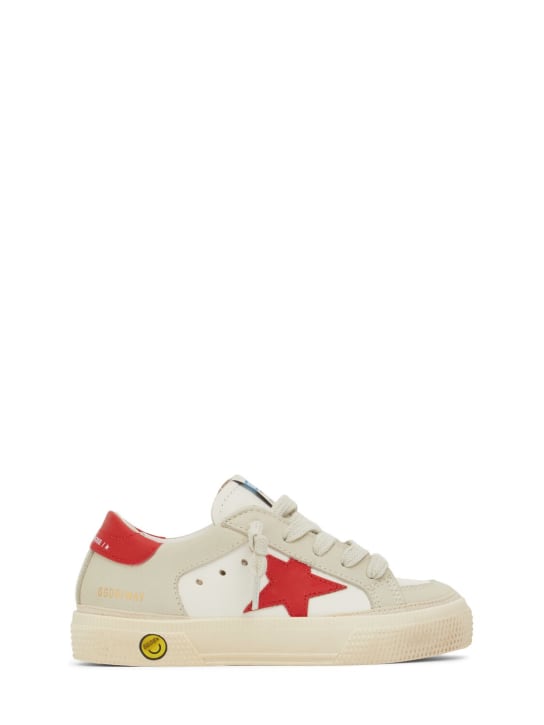 Golden Goose: May leather sneakers - White/Red - kids-boys_0 | Luisa Via Roma