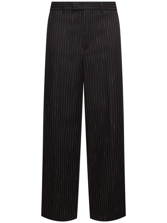 MSGM: Pantalones de lana con raya diplomática - Dark Brown/Whit - men_0 | Luisa Via Roma