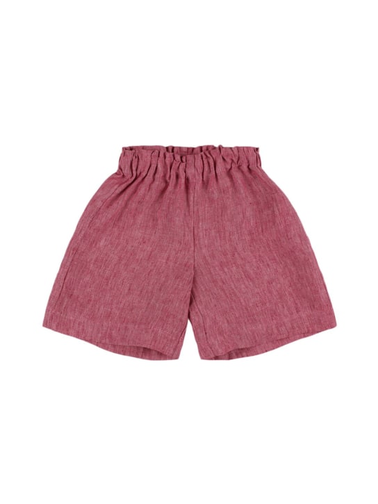 Il Gufo: Linen shorts - Mor - kids-girls_0 | Luisa Via Roma