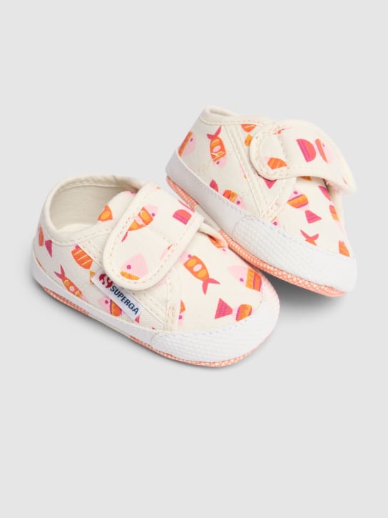 Superga: Sneakers de bebé 2750 Bstrap de lona - Blanco/Multi - kids-girls_1 | Luisa Via Roma
