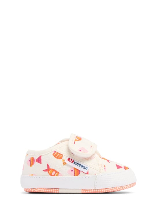 Superga: Sneakers de bebé 2750 Bstrap de lona - Blanco/Multi - kids-girls_0 | Luisa Via Roma