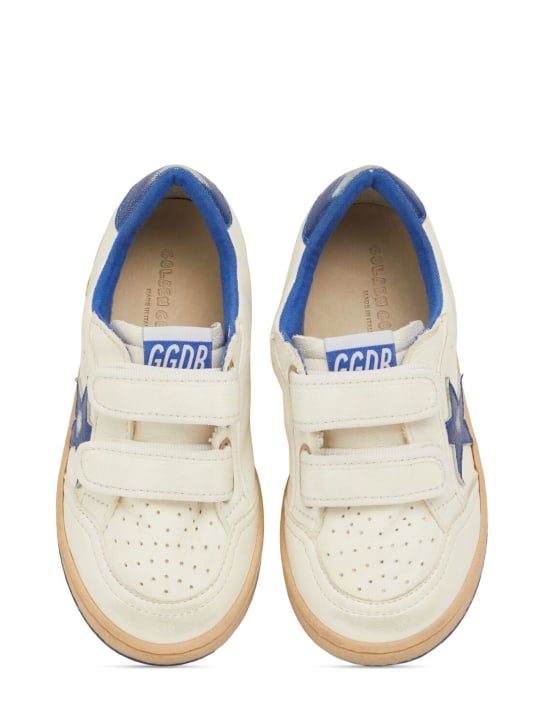 Golden Goose: Ballstar leather strap sneakers - White/Blue - kids-girls_1 | Luisa Via Roma