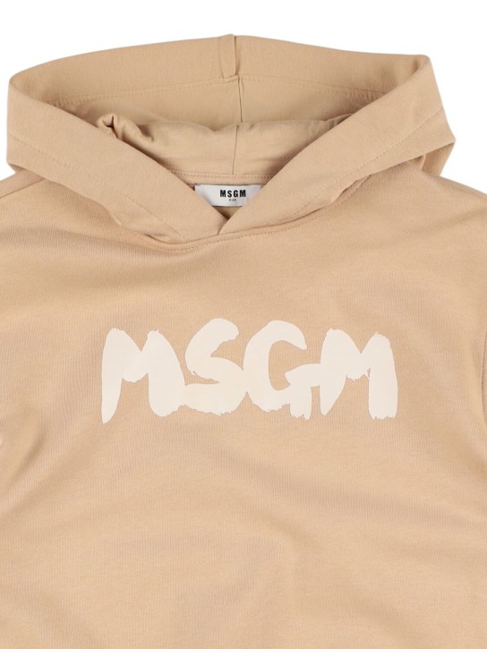 MSGM: Printed cotton sweatshirt hoodie - Beige - kids-boys_1 | Luisa Via Roma